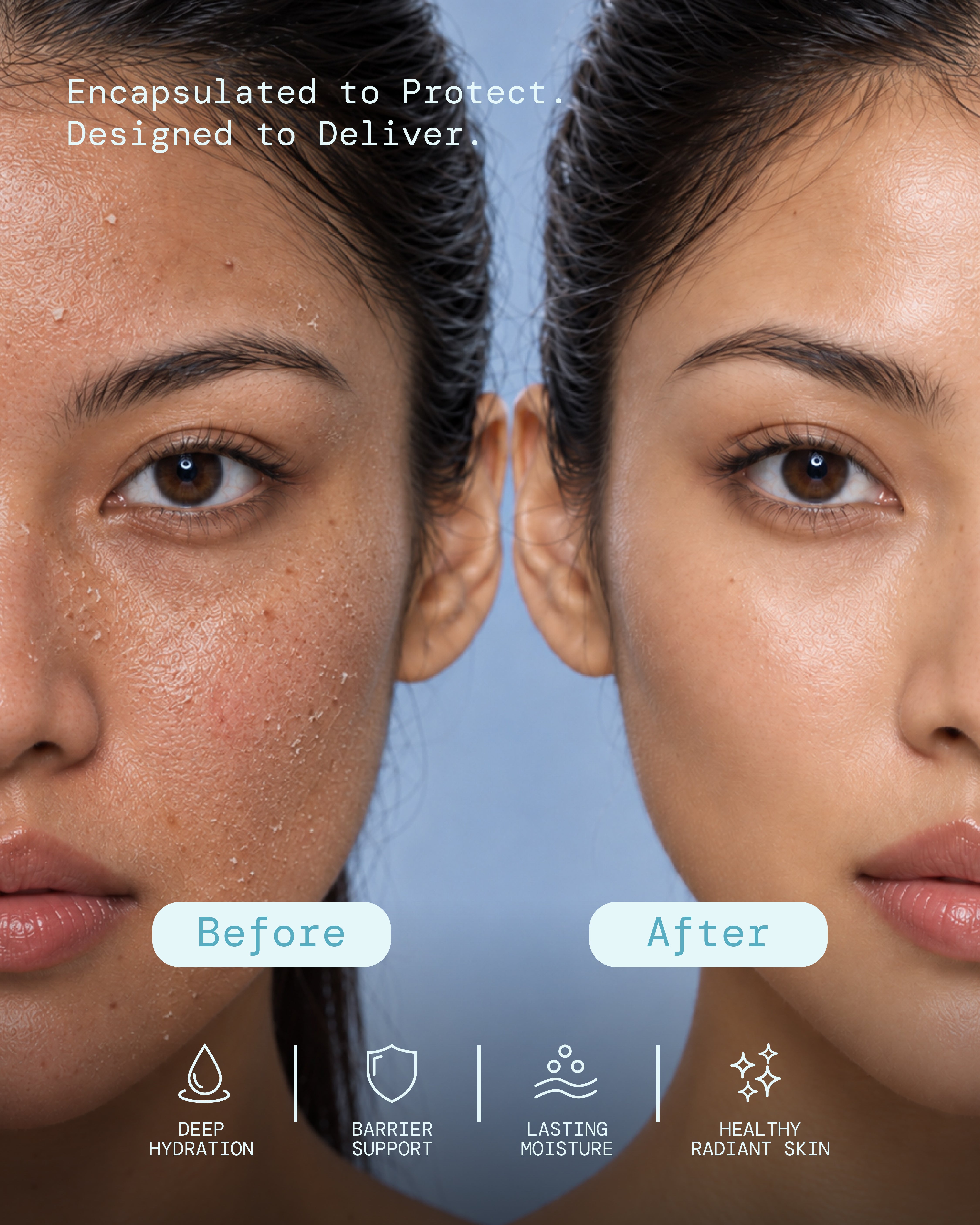 Before and after using S19 Hydrating Capsule Cream