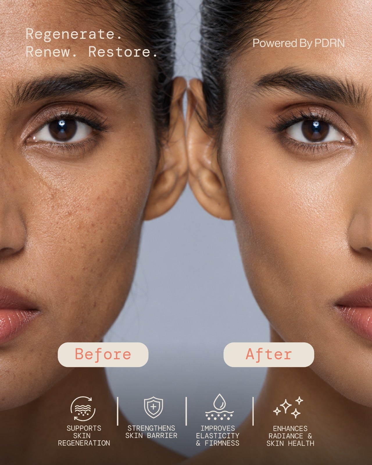 Before and after using S19 PDRN Collagen Capsule Cream