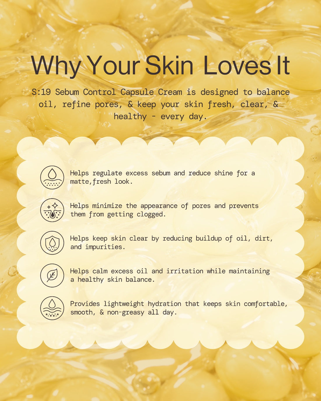 Key benefits of S19 Sebum Control Capsule Cream for oily skin
